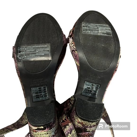 NWT Forever 21 Floral Embroidered Block  Heels Women's Size 10 Glam Black Purple - Picture 11 of 13